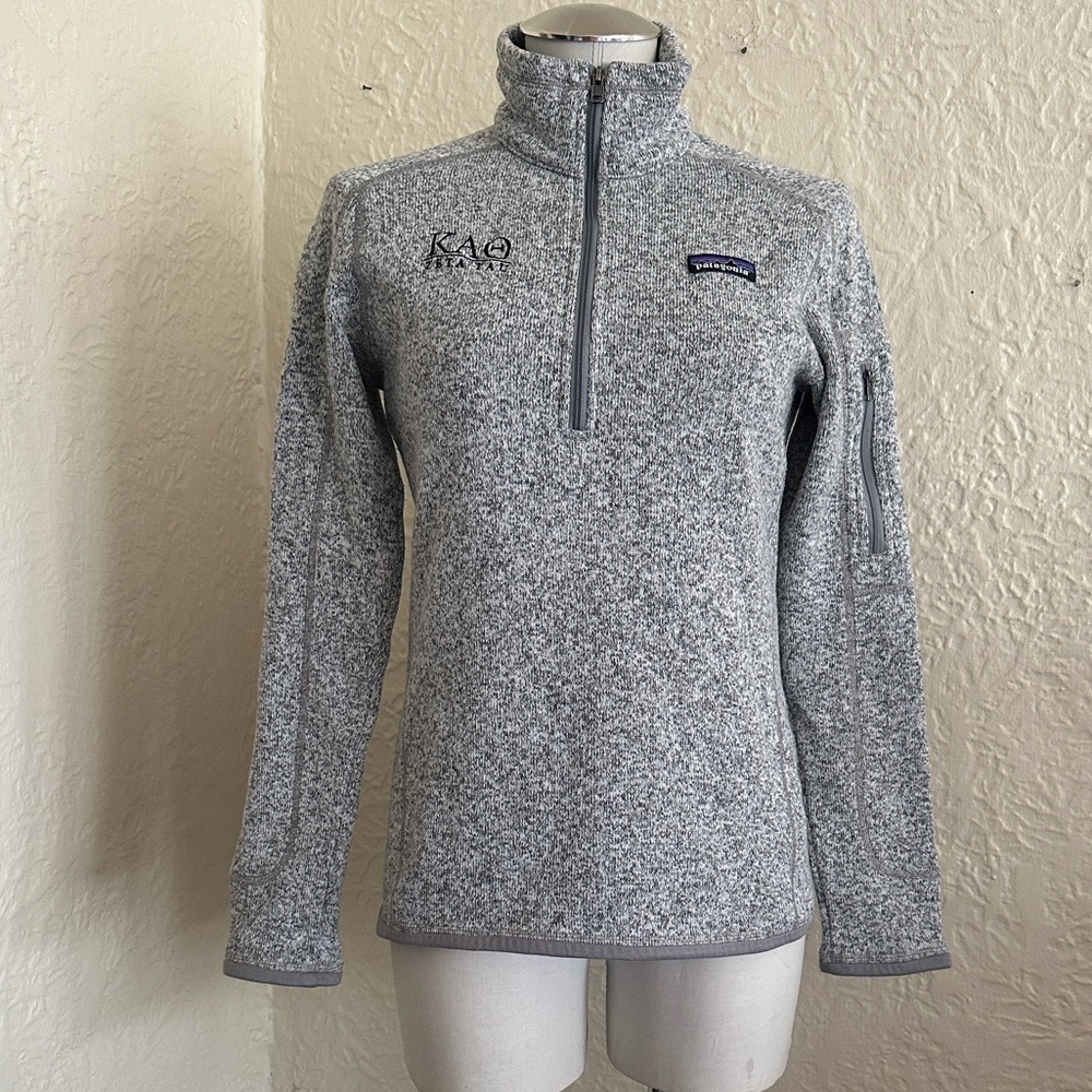 Patagonia Better Sweater Birch White Gray 1/4 Zip KAO Zeta Tau Womens Fraternity